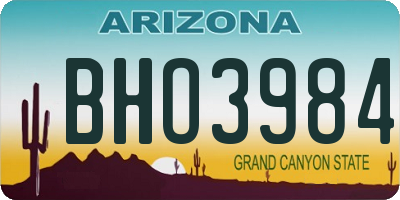 AZ license plate BHO3984