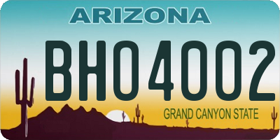 AZ license plate BHO4002