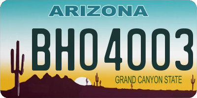AZ license plate BHO4003