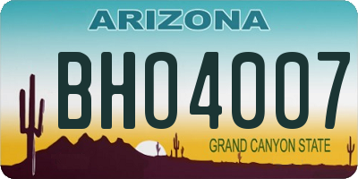 AZ license plate BHO4007