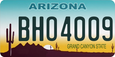 AZ license plate BHO4009