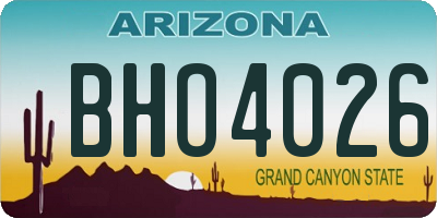 AZ license plate BHO4026