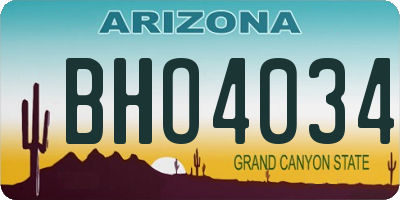 AZ license plate BHO4034