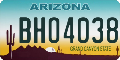 AZ license plate BHO4038