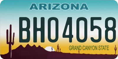 AZ license plate BHO4058