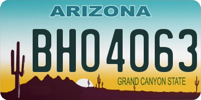 AZ license plate BHO4063