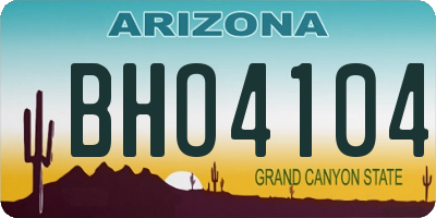 AZ license plate BHO4104
