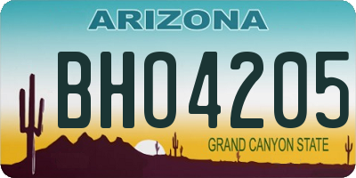 AZ license plate BHO4205