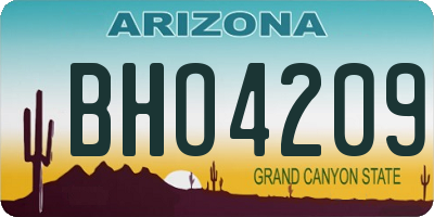 AZ license plate BHO4209