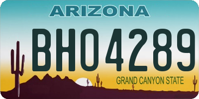AZ license plate BHO4289