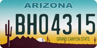AZ license plate BHO4315