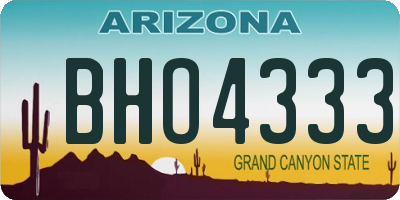 AZ license plate BHO4333