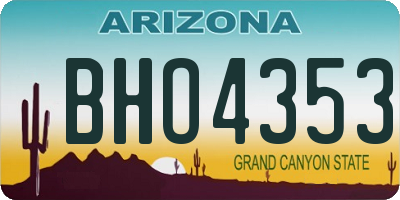 AZ license plate BHO4353