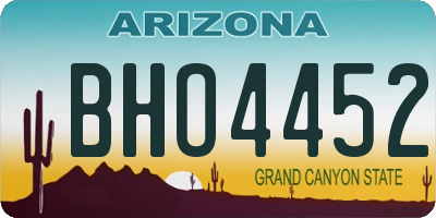 AZ license plate BHO4452
