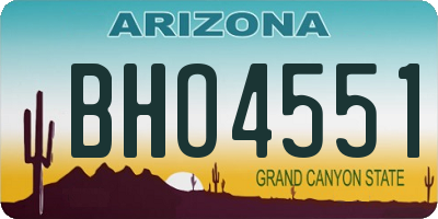 AZ license plate BHO4551