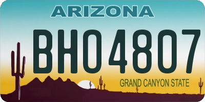 AZ license plate BHO4807