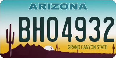 AZ license plate BHO4932