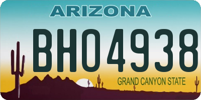 AZ license plate BHO4938