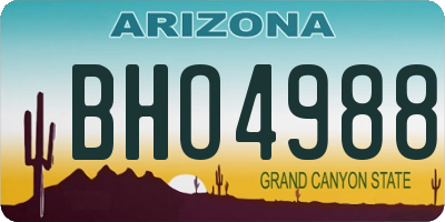 AZ license plate BHO4988