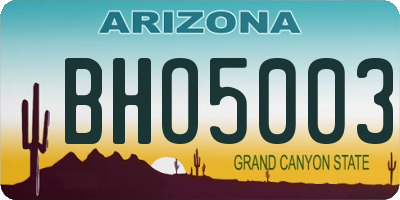 AZ license plate BHO5003