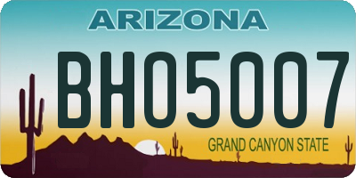 AZ license plate BHO5007