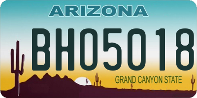 AZ license plate BHO5018