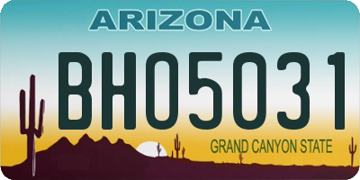 AZ license plate BHO5031