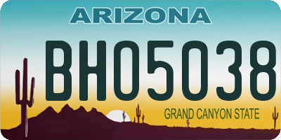 AZ license plate BHO5038