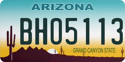 AZ license plate BHO5113