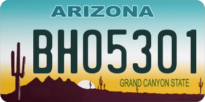 AZ license plate BHO5301