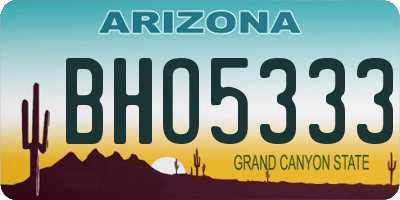 AZ license plate BHO5333