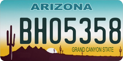 AZ license plate BHO5358