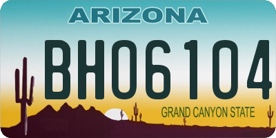 AZ license plate BHO6104