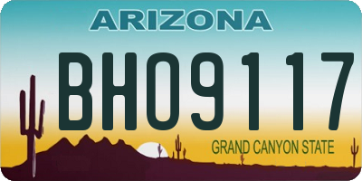 AZ license plate BHO9117