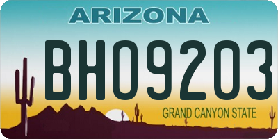 AZ license plate BHO9203