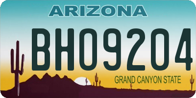 AZ license plate BHO9204