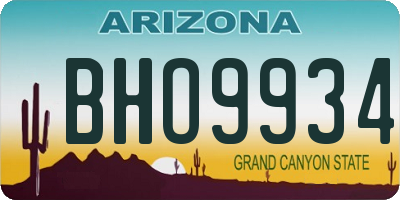 AZ license plate BHO9934