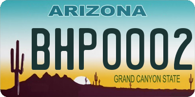 AZ license plate BHP0002