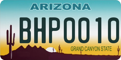 AZ license plate BHP0010