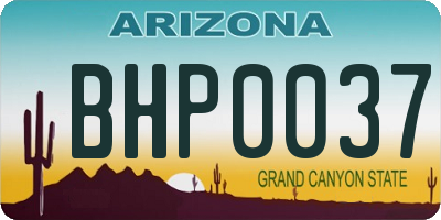 AZ license plate BHP0037