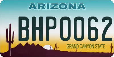 AZ license plate BHP0062