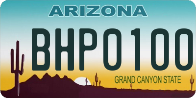AZ license plate BHP0100