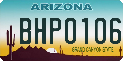 AZ license plate BHP0106