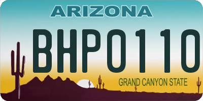 AZ license plate BHP0110