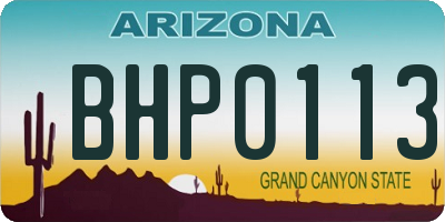AZ license plate BHP0113