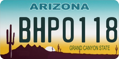 AZ license plate BHP0118