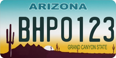 AZ license plate BHP0123