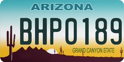 AZ license plate BHP0189