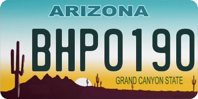 AZ license plate BHP0190