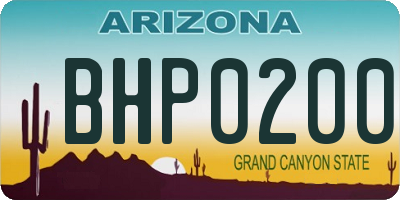 AZ license plate BHP0200